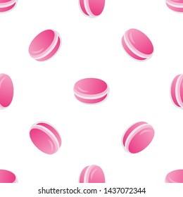 Pink macaroon seamless pattern vector illustration. Macaroons pattern with shadow seamless background, pattern for textile, fabric, wrapping paper, wallpaper, packaging. Vector EPS 10.