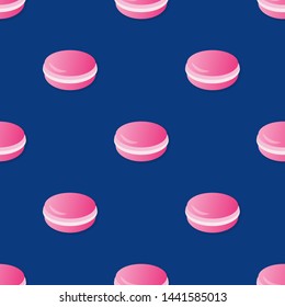 Pink macaroon seamless pattern vector illustration. Macaroons pattern with shadow seamless background, pattern for textile, fabric, wrapping paper, wallpaper, packaging. Vector EPS 10.