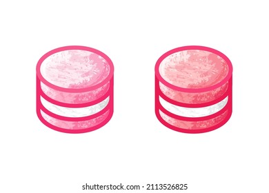 Pink Macaroons icon set. Vector illustration. Hand-drawn macaron, colorful chalk on the white background.