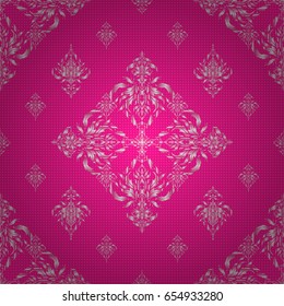 Pink and magenta abstract ornament, vector seamless pattern of abstract decorative elements.