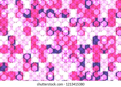 Pink, magenta vector abstract mosaic pattern. A completely new color illustration in a puzzle style. A new original texture for your design. Polygonal funky background. Original and new cube texture