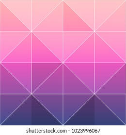 Pink, magenta and violet gradient background with triangles. Seamless vector illustration. Geometric shapes pattern.