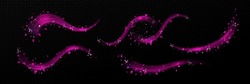 Pink Magic Glitter Light Fragrance Flow Effect. 3d Fly Flower Petal Sparkle Trail In Air. Isolated Purple Floral Blossom Mist Glow Png Illustration. Cosmetic Cherry Breeze Swoosh With Particle Shine.