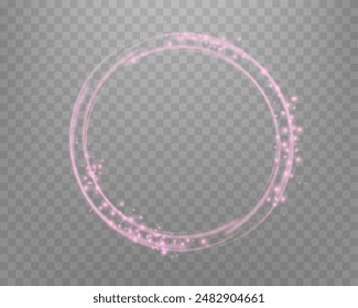 Rosa magischer Ring mit glühenden. Neon realistische Energie Flare Halo Ring. Abstrakter Lichteffekt auf einem durchsichtigen Hintergrund. Vektorillustration.