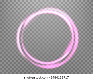 Rosa magischer Ring mit glühenden. Neon realistische Energie Flare Halo Ring. Abstrakter Lichteffekt auf einem durchsichtigen Hintergrund. Vektorillustration.