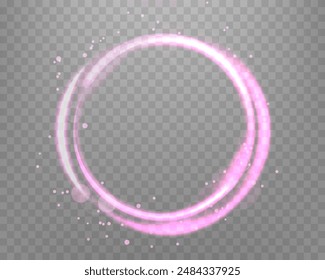 Rosa magischer Ring mit glühenden. Neon realistische Energie Flare Halo Ring. Abstrakter Lichteffekt auf einem durchsichtigen Hintergrund. Vektorillustration.