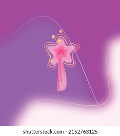 Pink magic wand on a soft purple background