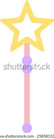 Pink magic wand with yellow star and purple decorations creating a whimsical and enchanting atmosphere, perfect for fantasy and fairytale concepts