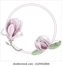 Pink Magnolia Flowers Frame Vector illustration