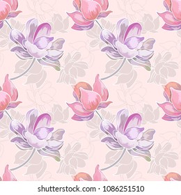 Pink magnolia on summer pattern for dress