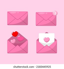 Pink mail envelope icon set