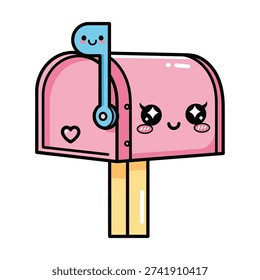 Pink mailbox with smiling face heart