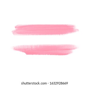 Pink make up art brush paint texture stripes set isolated vector background. Watercolor beautiful stroke set.