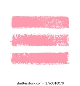 Pink make up art brush paint texture stripes set isolated vector background. Lipstick beautiful stroke set.