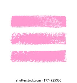 Pink make up art brush paint texture stripes set isolated vector background. Lipstick beautiful stroke set.	