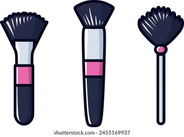 Pink make up brush set icon