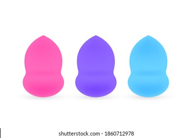 Pink Makeup Blending sponge set for all kinds of cosmetics, foundation. Vector stock illustration.