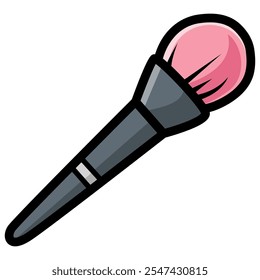 Pink makeup brush on white background