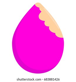 Pink makeup sponge icon, vector illustration flat style design isolated on white. Colorful graphics