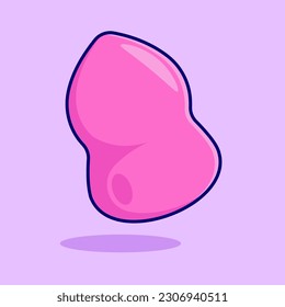 Pink Makeup Tool Gourd Sponge Vector, Flat Icon, Flat Design