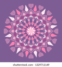 Patrón de mandala rosa sobre fondo morado