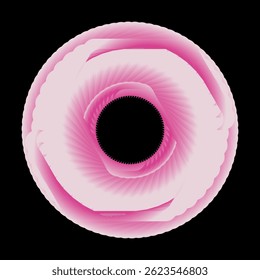 Pink Mandala Spiral on Black ,  vector and illustrator art.
