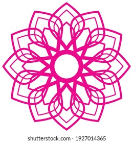Pink Mandala vector flower with repeating pattern of petals