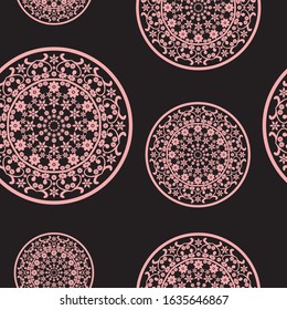 Pink mandala vector seamless pattern for wallpaper, wrapping and textile.