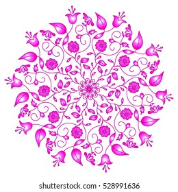 Pink mandala. Vintage decorative elements. Hand drawn background. Islam, Arabic, Indian, ottoman motifs. mandala with a golden hue. Round Ornament Pattern. openwork line floral design, for decoration