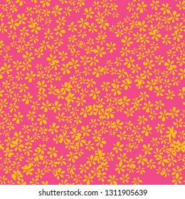 Pink and Mango Wild Flowers Seamless Vector Pattern. Perfect for wallpaper, fabric, scrapbooking projects