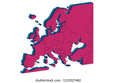 Pink map of Europe.