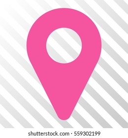 Pink Map Marker interface icon. Vector pictogram style is a flat symbol on diagonal hatch transparent background.