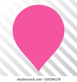 Pink Map Marker interface toolbar pictogram. Vector pictograph style is a flat symbol on diagonally hatched transparent background.