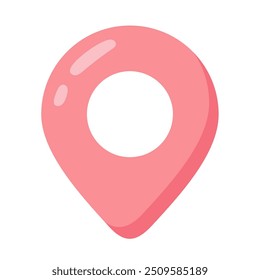 Pink map pin icon, pink location pin pointer symbol, map marker sign, gps position symbol vector, pin point logo icon flat design illustration