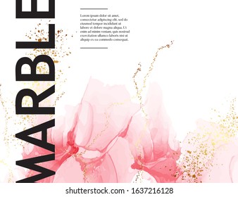 Pink marble template, abstract gold flow in earth tone, watercolor vibes. Pastel background, luxury cover. Warm texture template vector art.