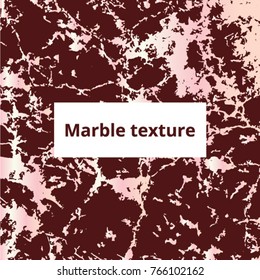 Pink marble texture on the dark red background. Template for design, banner, card. vector illustration. Place for text. Good for poster, wallpaper, wedding invitation, poster
