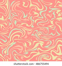 Pink marble texture. Vector illustration. Liquid paint imitation seamless pattern. Digital colorful background in ebru suminagashi technique