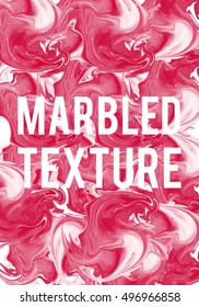 Pink marbled texture. Ebru technique style. Rich marbling paper design.