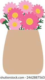 pink marguerite in a beige vase