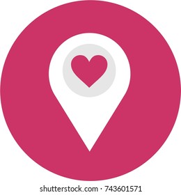 pink mark map button, marker icon, romantic location, heart