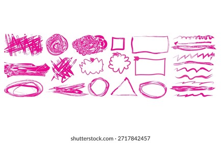 Pink Marker Doodle Elements | Hand-Drawn Frames