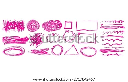 Pink Marker Doodle Elements | Hand-Drawn Frames