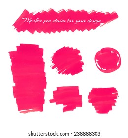 Pink marker pen spots and lines for your design.