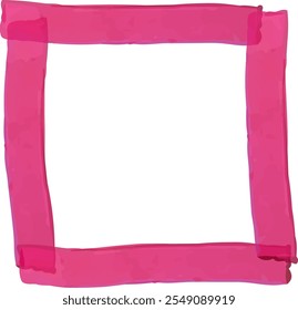 Pink marker stroke frame. Rectangular color shape