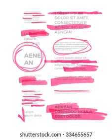 Pink Marker Text Selection Vector Set