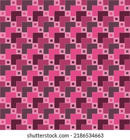 Pink And Maroon Squares. Vector Seamless Pattern. Geometric Repetitive Background. Fabric Swatch. Wrapping Paper. Continuous Design Template For Decor, Apparel, Textile, Linen. Modern Stylish Texture