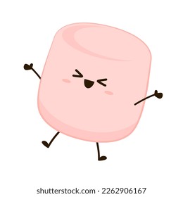 Pink Marshmallow cartoon. marshmallow character design. Marshmallow vector.