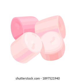 Pink marshmallow on isolated on white background. Vector illustration