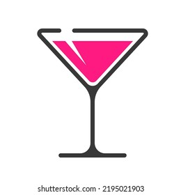 Pink Martini Glass Icon Vector Illustration Flat Logo Design