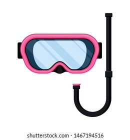 Pink mask for swimming. Vector illustration on white background.